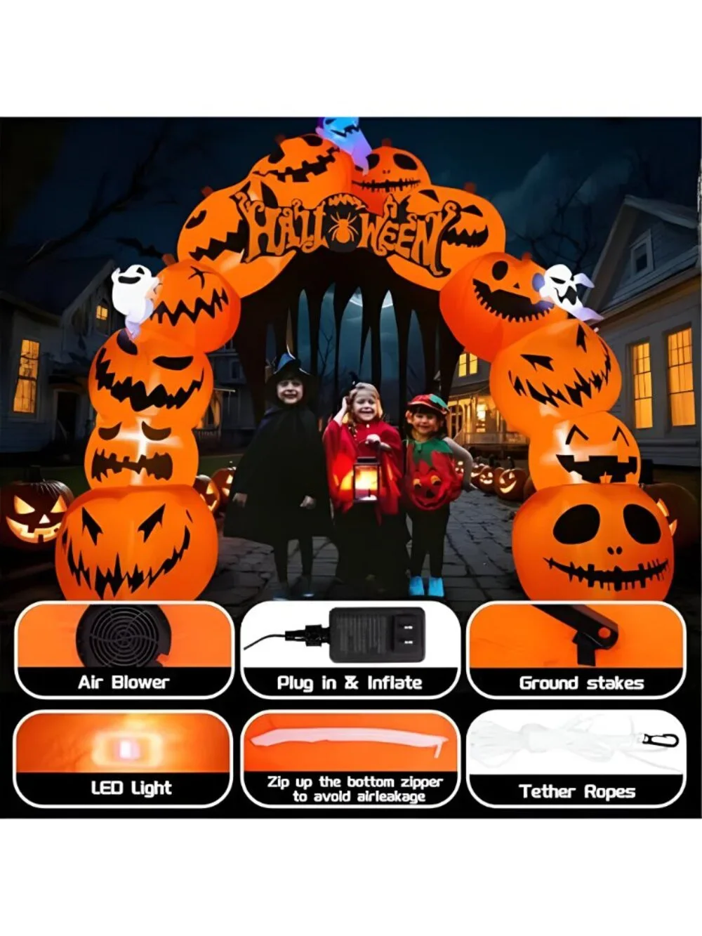 10FT Halloween Inflatables Pumpkin Archway